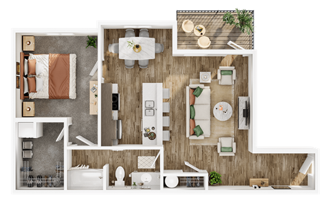 1Bed 1Bath Floorplan at Silverbrook Apartments, Kalispell